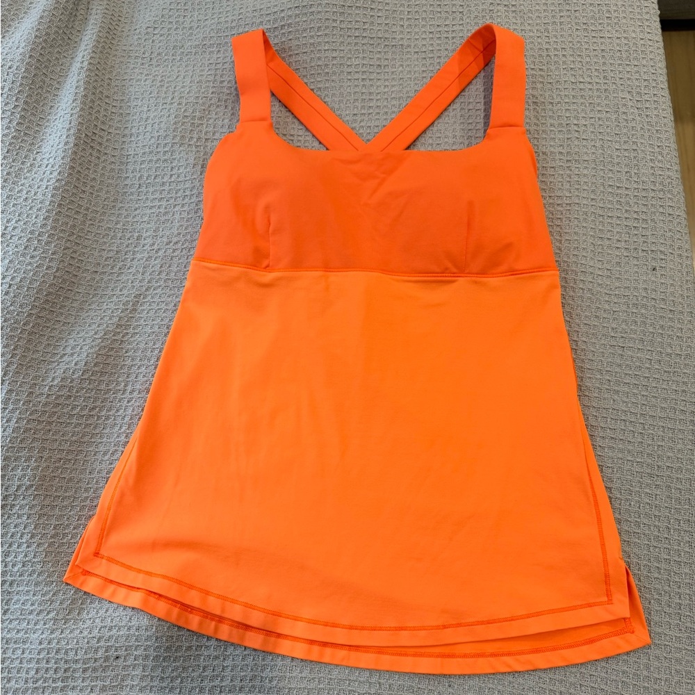 Lululemon Orange Crisscross Strap Tank With Built In Bra Size 8